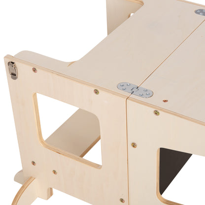 Learning Tower With Blackboard Ricki Hm18344.01 Pine Wood In Natural 43x32x84hcm