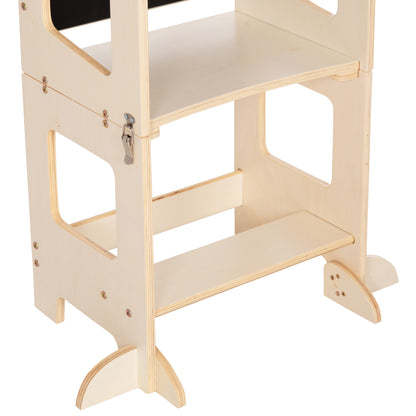 Learning Tower With Blackboard Ricki Hm18344.01 Pine Wood In Natural 43x32x84hcm