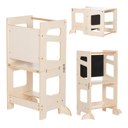Learning Tower With Blackboard Ricki Hm18344.01 Pine Wood In Natural 43x32x84hcm
