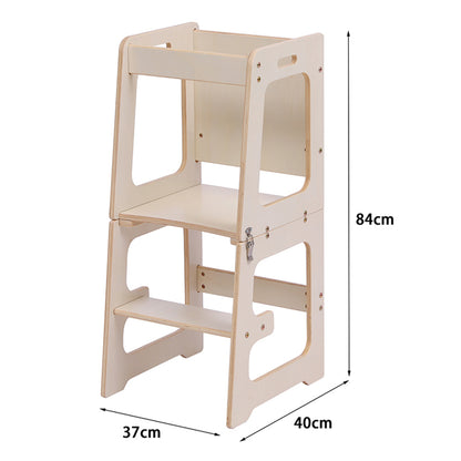 Learning Tower With Blackboard Ricki Hm18345.01 Pine Wood In Natural 37x40x84hcm