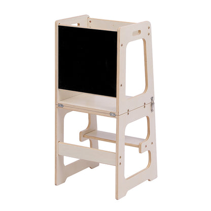 Learning Tower With Blackboard Ricki Hm18345.01 Pine Wood In Natural 37x40x84hcm
