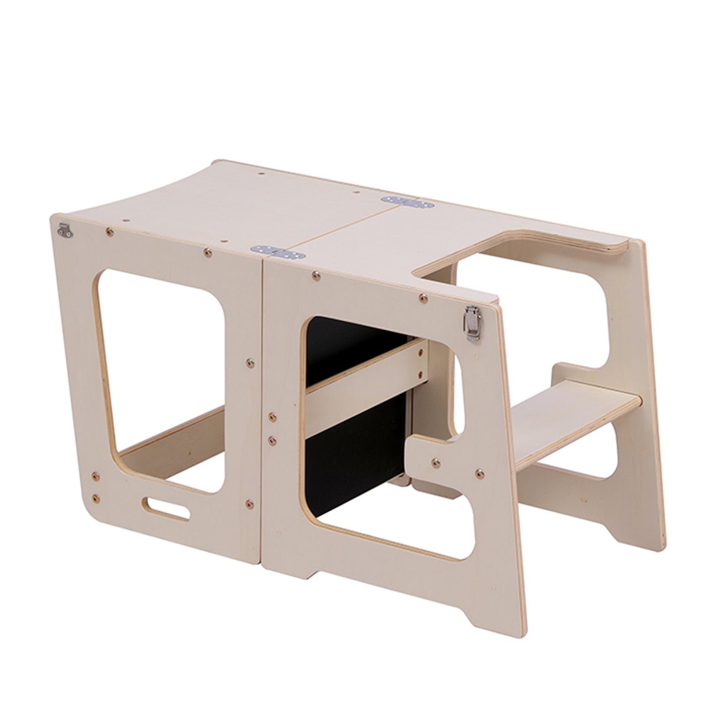 Learning Tower With Blackboard Ricki Hm18345.01 Pine Wood In Natural 37x40x84hcm
