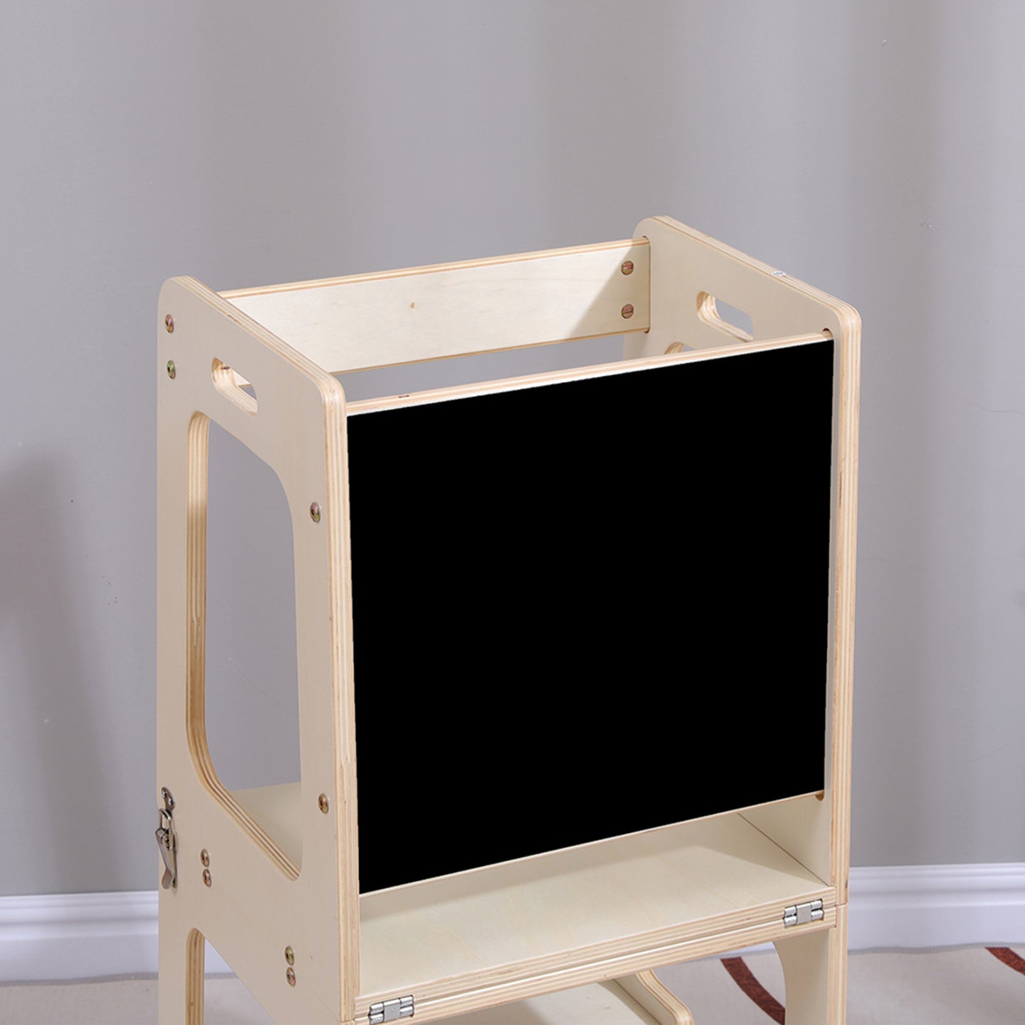 Learning Tower With Blackboard Ricki Hm18345.01 Pine Wood In Natural 37x40x84hcm
