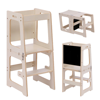 Learning Tower With Blackboard Ricki Hm18345.01 Pine Wood In Natural 37x40x84hcm
