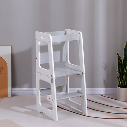 Learning Tower With Blackboard Ricki Hm18345.03 Pine Wood In White/grey 37x40x84hcm