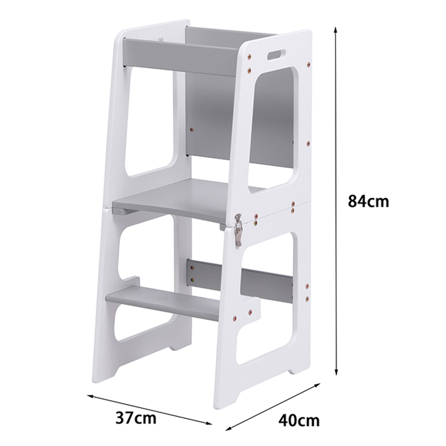 Learning Tower With Blackboard Ricki Hm18345.03 Pine Wood In White/grey 37x40x84hcm