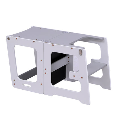 Learning Tower With Blackboard Ricki Hm18345.03 Pine Wood In White/grey 37x40x84hcm