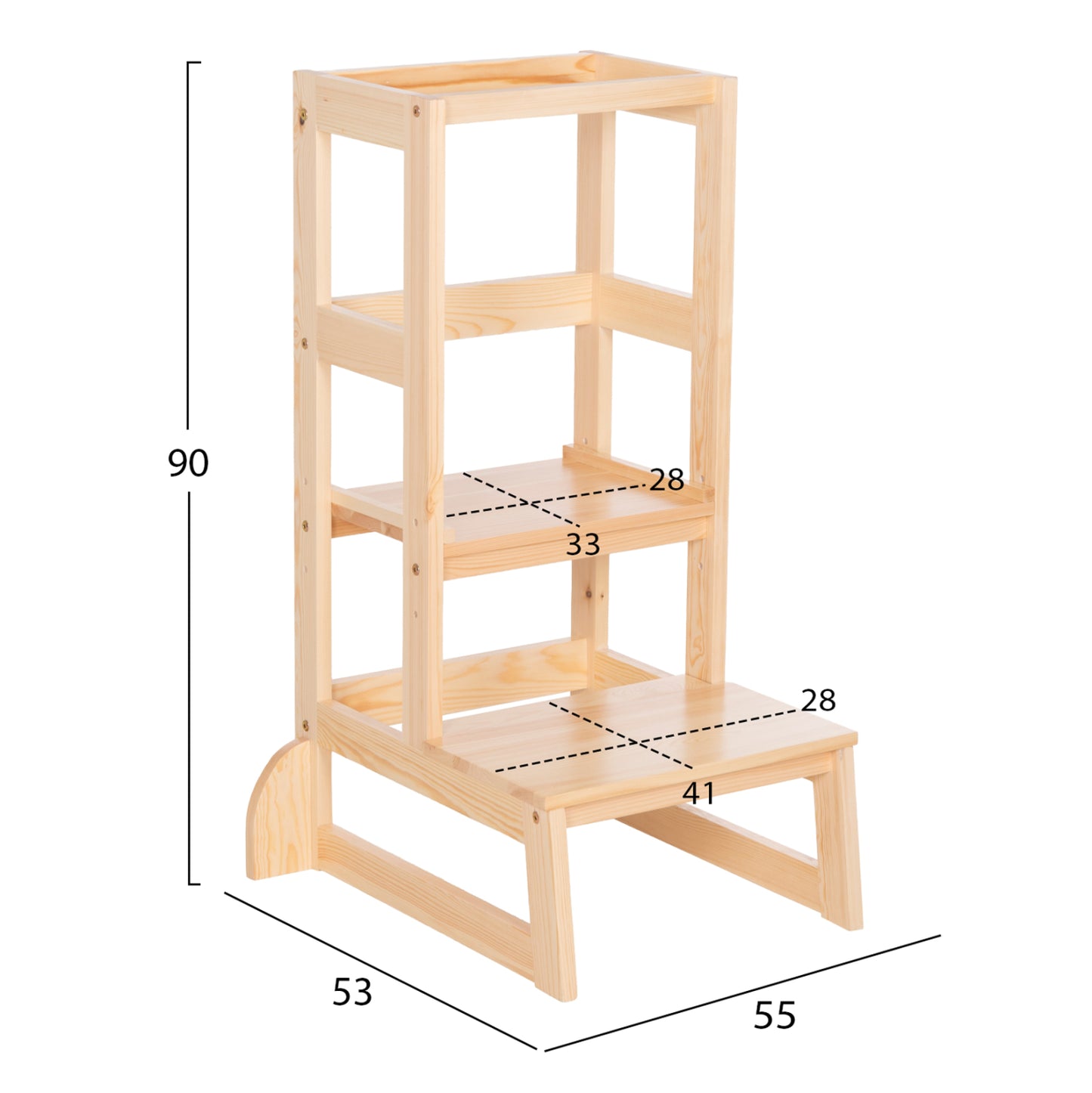 Children's Learning Tower T.montessori Pepe Hm9291.01 Pine Wood In Natural Color 55x53x90hcm.