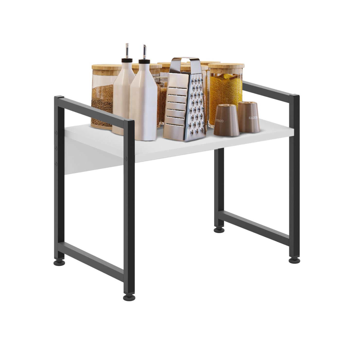 Kitchen Organizing Shelf Becko Hm18219.01 Melamine In White-black Metal 53x35x41hcm.