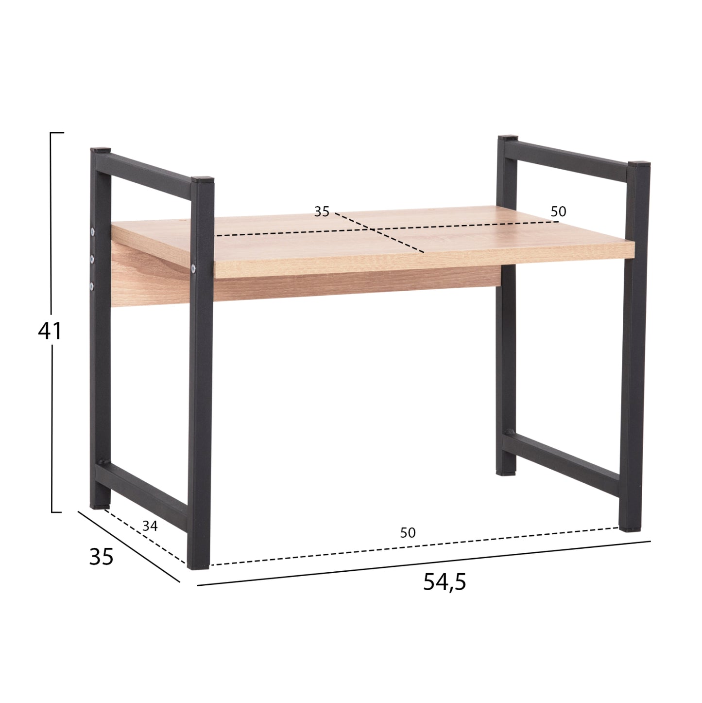 Kitchen Organizing Shelf Becko Hm18219.03 Melamine In Sonama-black Metal 54.5x35x41hcm.