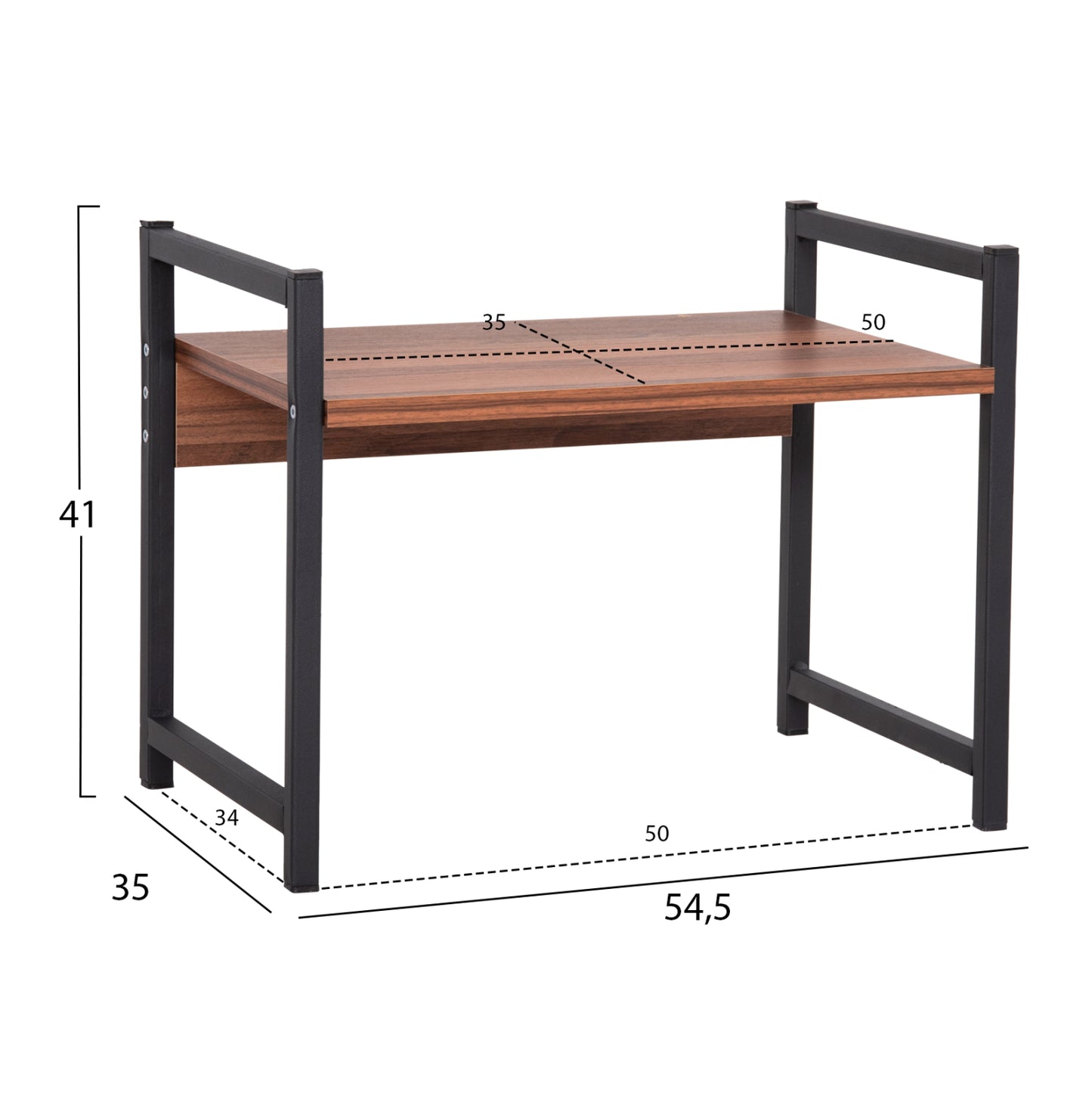 Kitchen Organizing Shelf Becko Hm18219.05 Melamine In Walnut-black Metal 54.5x35x41hcm.