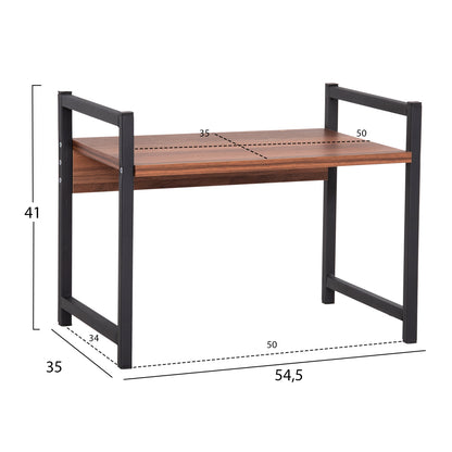 Kitchen Organizing Shelf Becko Hm18219.05 Melamine In Walnut-black Metal 54.5x35x41hcm.