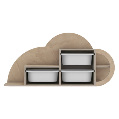 Wall Shelf Cobb Hm18227.03 Birch Wood In Natural-white P.e. Drawers 98x22,5x48,5hcm.
