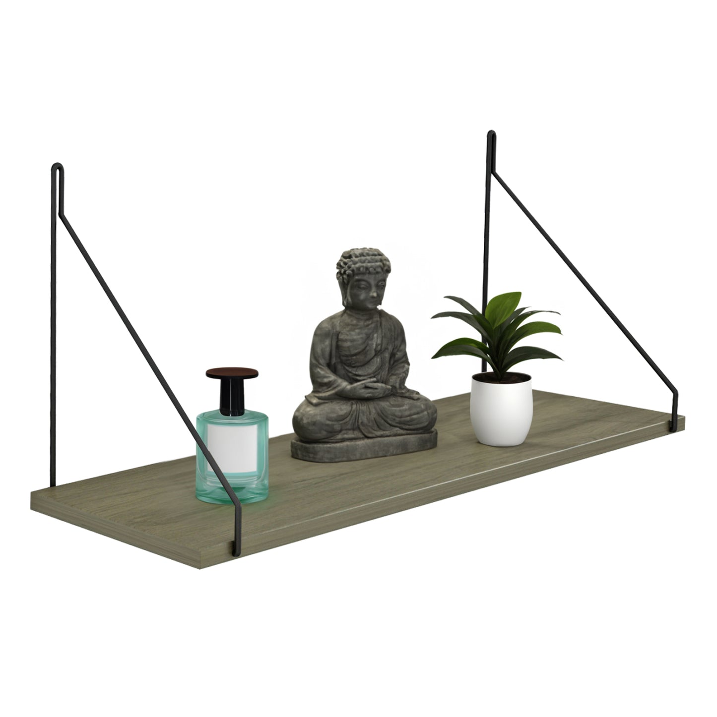 Wall Shelf Agilan Hm9183.12 Melamine In Olive Grey 72x20x27hcm.