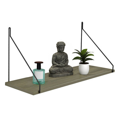 Wall Shelf Agilan Hm9183.12 Melamine In Olive Grey 72x20x27hcm.