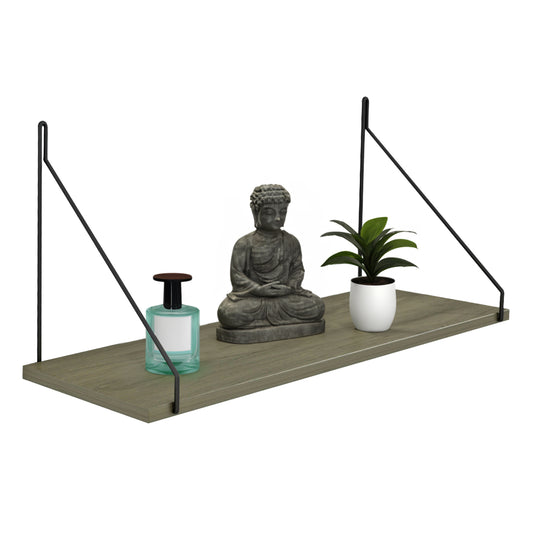 Wall Shelf Agilan Hm9183.12 Melamine In Olive Grey 72x20x27hcm.