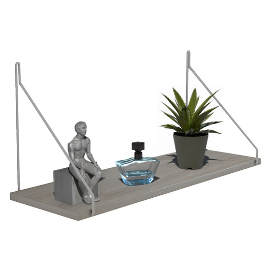 Wall Shelf Agilan Hm9183.14 Melamine In Sonoma-white Metal 72x20x27hcm.