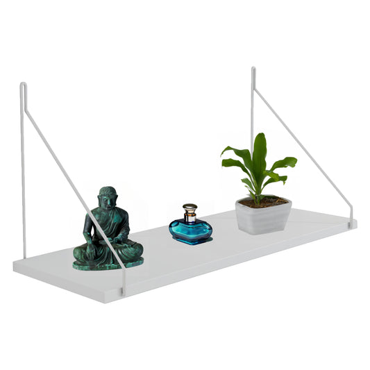 Wall Shelf Agilan Hm9183.15 Melamine In White-white Metal 72x20x27hcm.