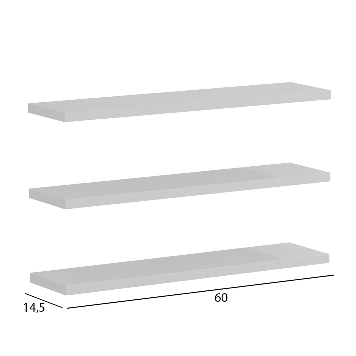 Wall Shelves Cassius Hm8966.11 Melamine In White 60x14,5 Cm.