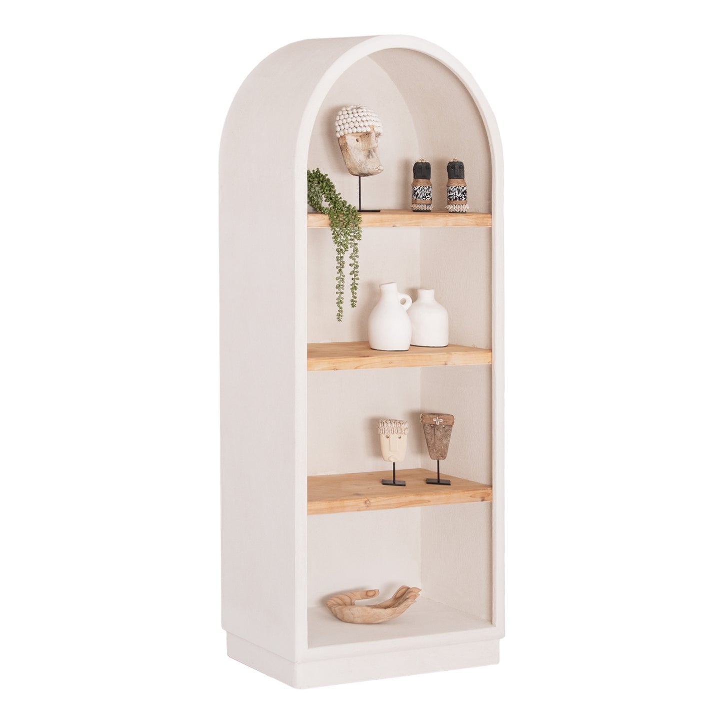 Shelves Rack Series Santorini Hm18044 Mdf In Off-white-shelves Made Of Fir Wood In Natural Color 80x38x188.5hcm.