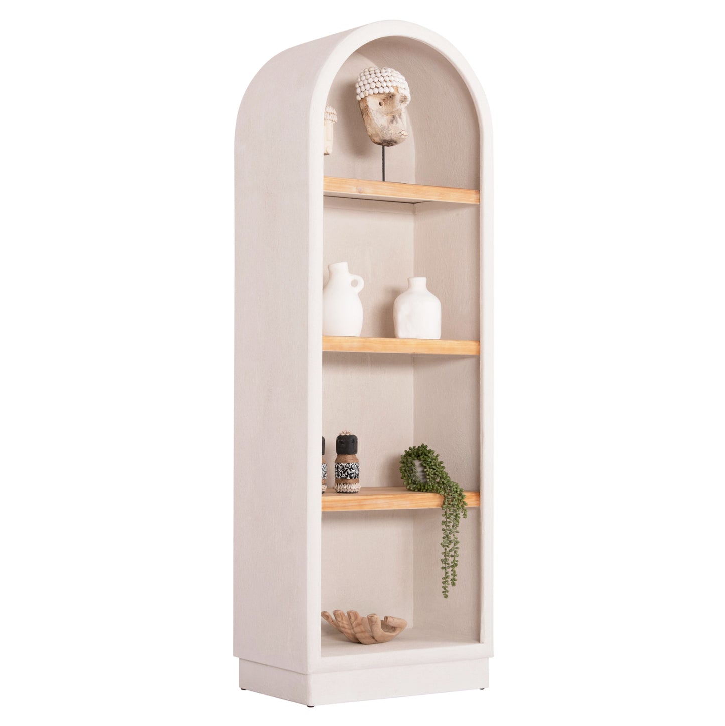 Shelf Rack Series Santorini Hm18045 Mdf In Off-white-shelves Made Of Fir Wood In Natural Color 60x38.5x179hcm.