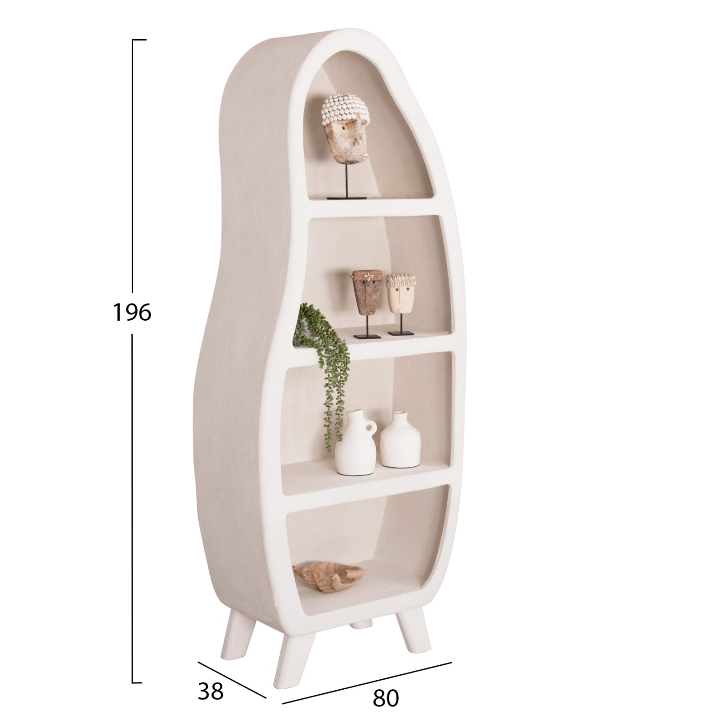 Shelf Rack Series Santorini Hm18067 Mdf In Off-white 80x38x196hcm.