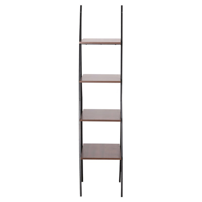 Rack Stam Hm18073.04 Black Metal Frame-melamine In Walnut 71x38x165hcm.