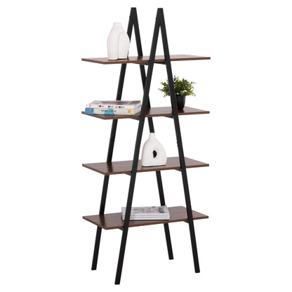 Rack Stam Hm18073.04 Black Metal Frame-melamine In Walnut 71x38x165hcm.
