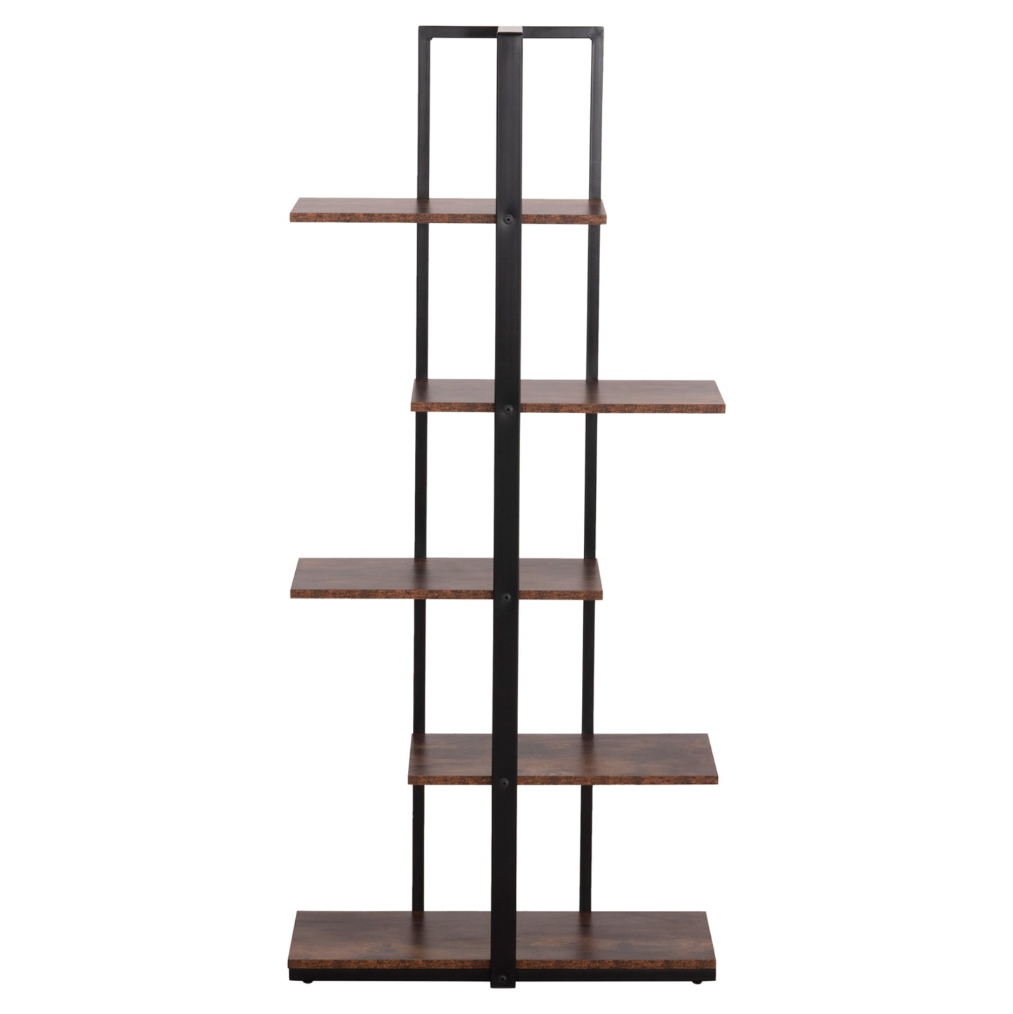 Rack Omni Hm18074.04 Black Metal Frame-melamine In Walnut 68x34.5x150.5hcm.