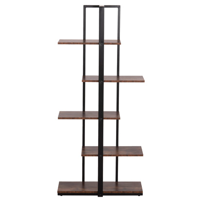 Rack Omni Hm18074.04 Black Metal Frame-melamine In Walnut 68x34.5x150.5hcm.