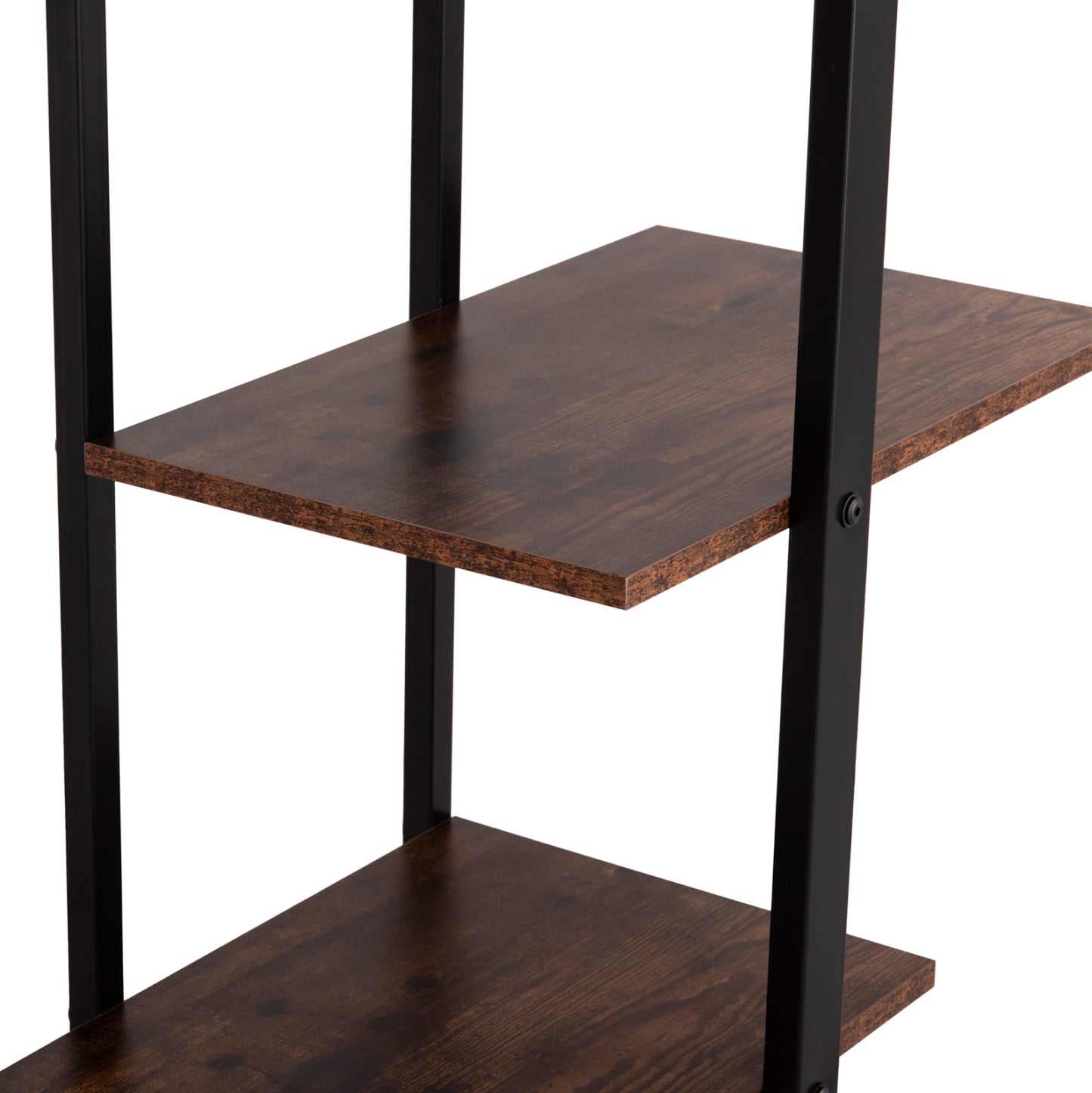 Rack Omni Hm18074.04 Black Metal Frame-melamine In Walnut 68x34.5x150.5hcm.