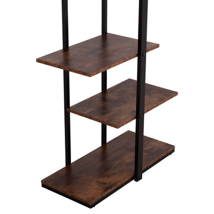 Rack Omni Hm18074.04 Black Metal Frame-melamine In Walnut 68x34.5x150.5hcm.