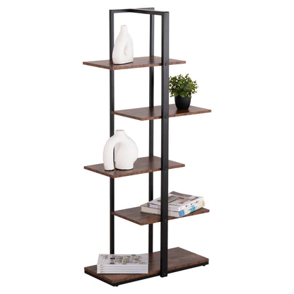 Rack Omni Hm18074.04 Black Metal Frame-melamine In Walnut 68x34.5x150.5hcm.