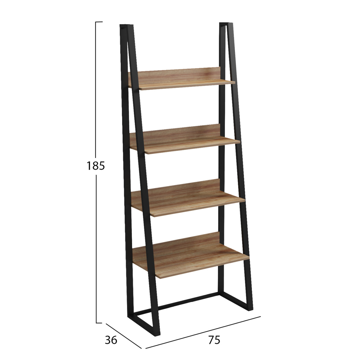 Rack Izabel Hm18376.01 Metal Frame--melamine In Oak 75x36x185hcm.