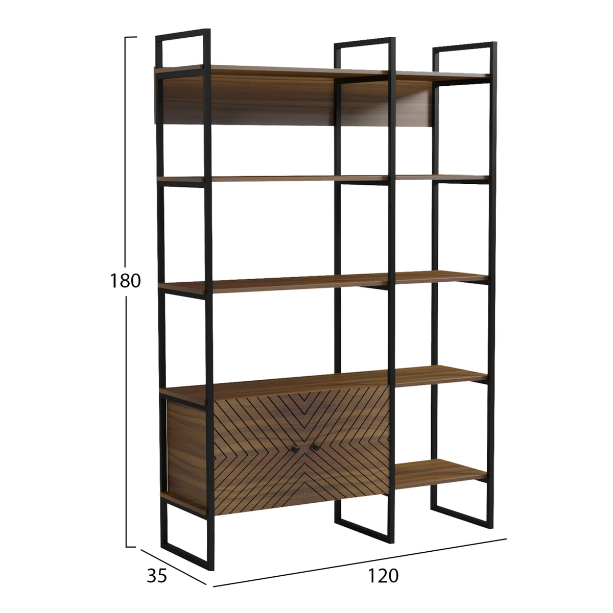 Rack Nezer Hm18377.03 Metal Frame--melamine In Walnut 120x35x180hcm.