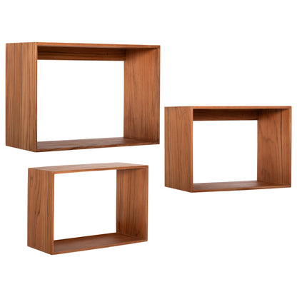 Wall Shelves Chengis Hm9830 3pcs Set Teak Wood In Natural Color 60x20x38h Cm.