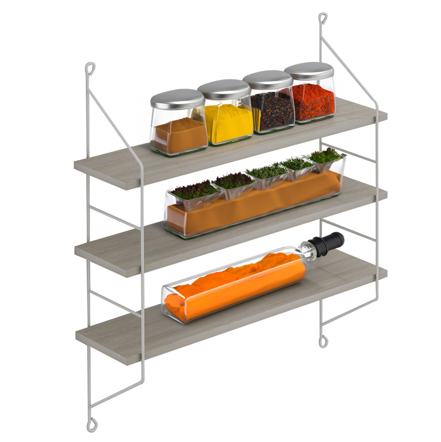 Wall Shelves Achala Hm9185.15 Melamine In Sonoma-white Frame 60x15x68hcm.