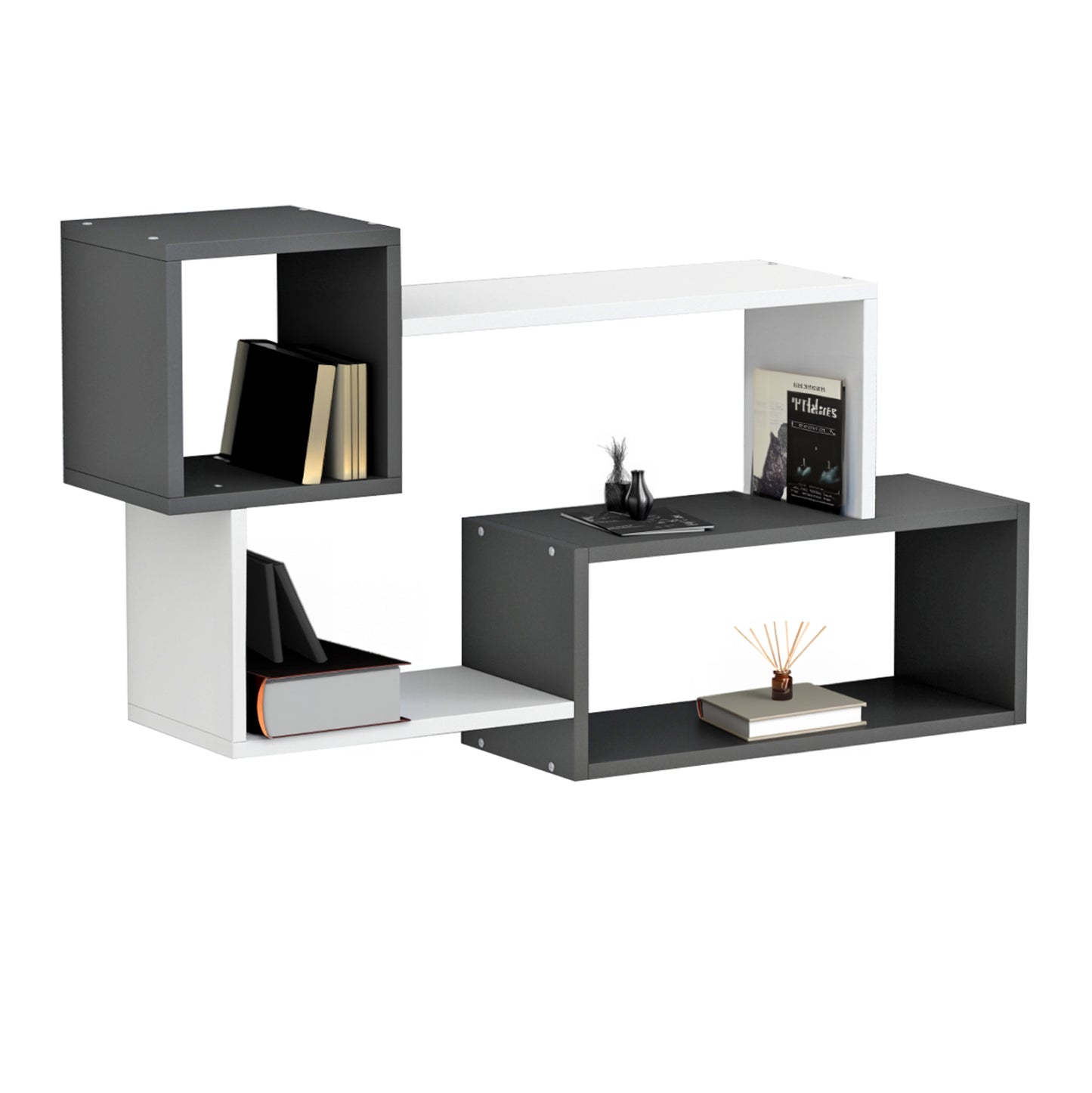 Wall Shelves Tanner Hm8948.12 Melamine In Grey-white 90,5x20x51hcm.
