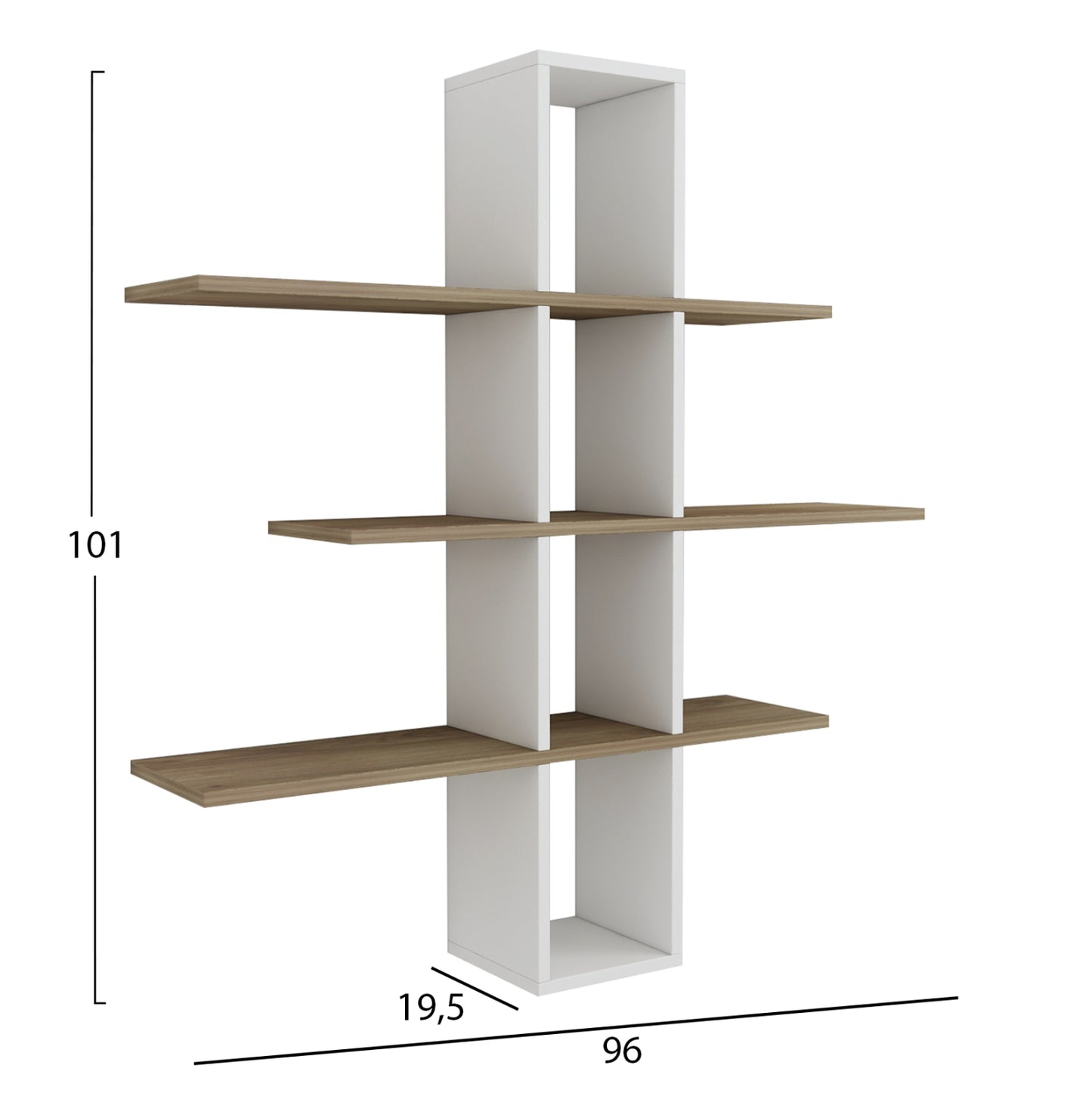 Wall Shelves Dominic Hm8976.11 Melamine In Natural-white 96x19,5x101hcm.