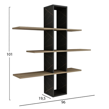 Wall Shelves Dominic Hm8976.13 Melamine In Natural-black Marble 96x19,5x101hcm.