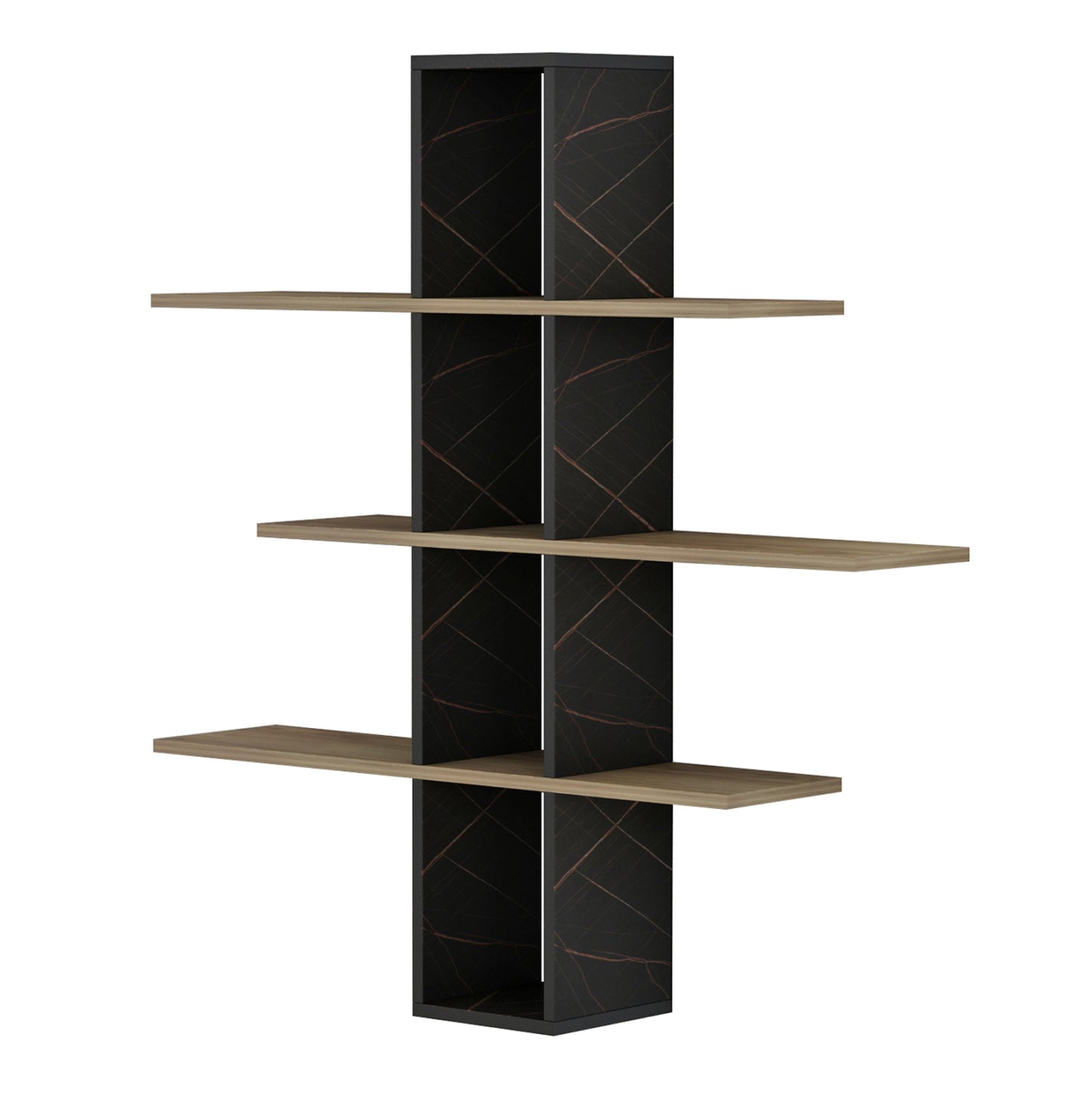 Wall Shelves Dominic Hm8976.13 Melamine In Natural-black Marble 96x19,5x101hcm.