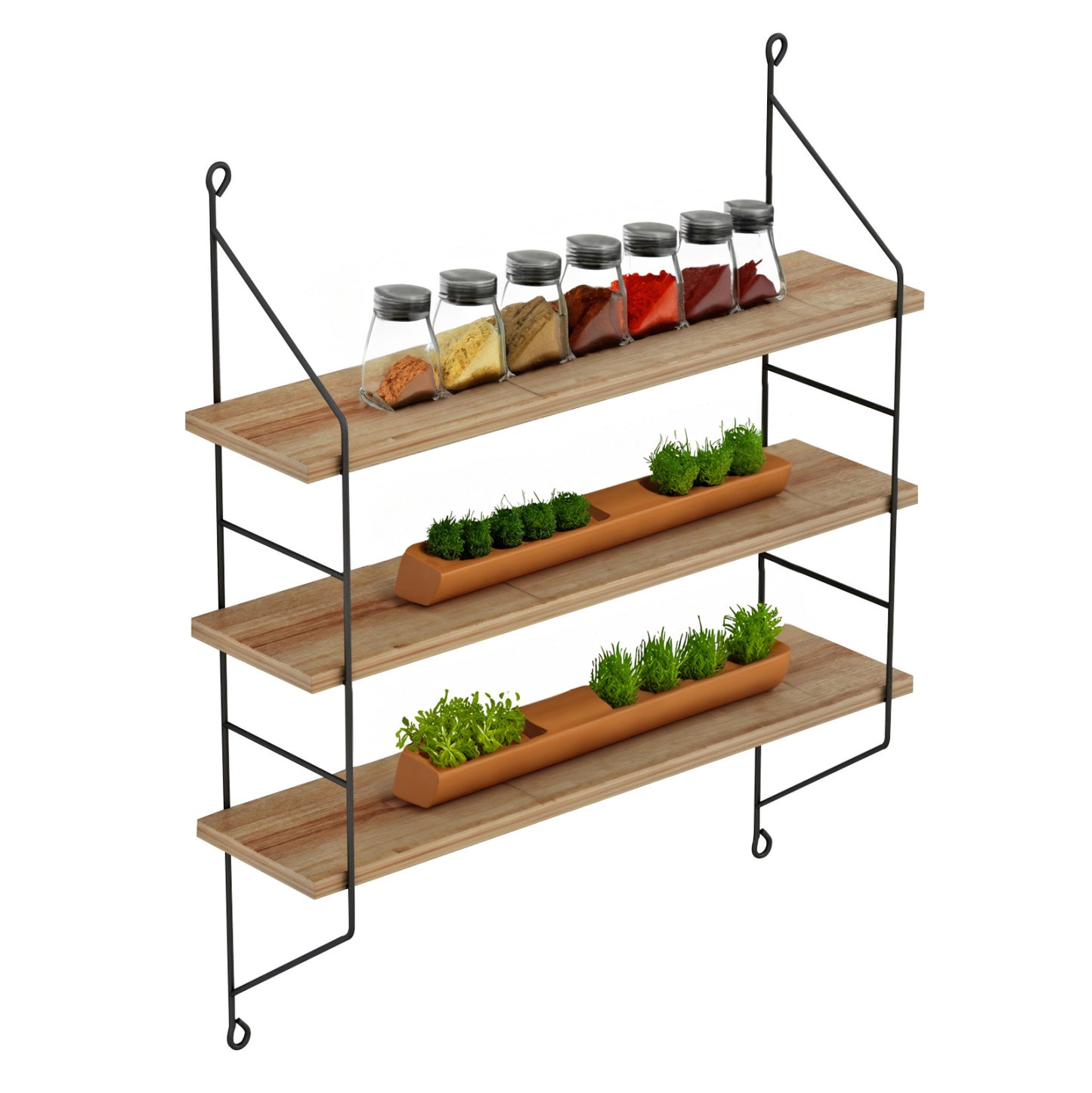 Wall Shelves Achala Hm9185.11 Melamine In Natural Oak 60x15x68hcm.