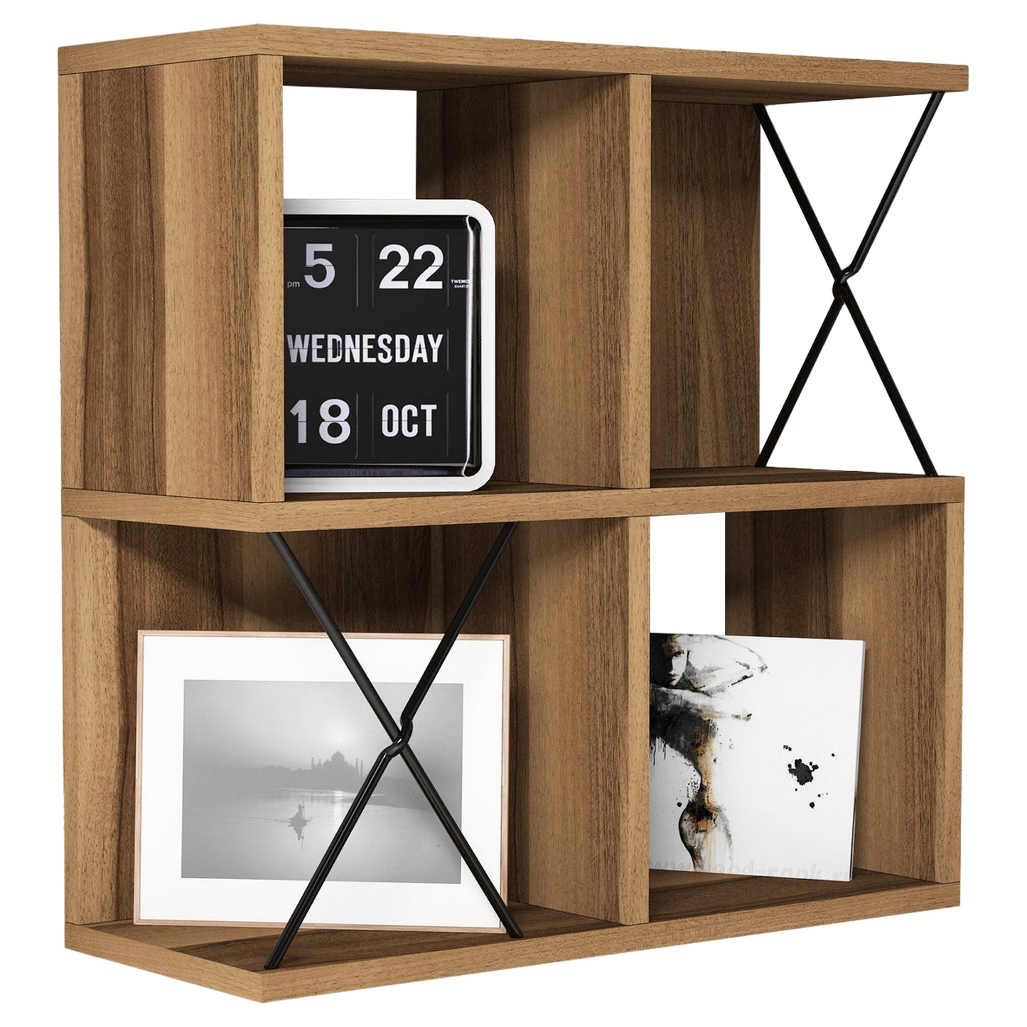 Wall Shelf ΗΜ9520.02 Melamine In Walnut Color 60x24x60hcm.