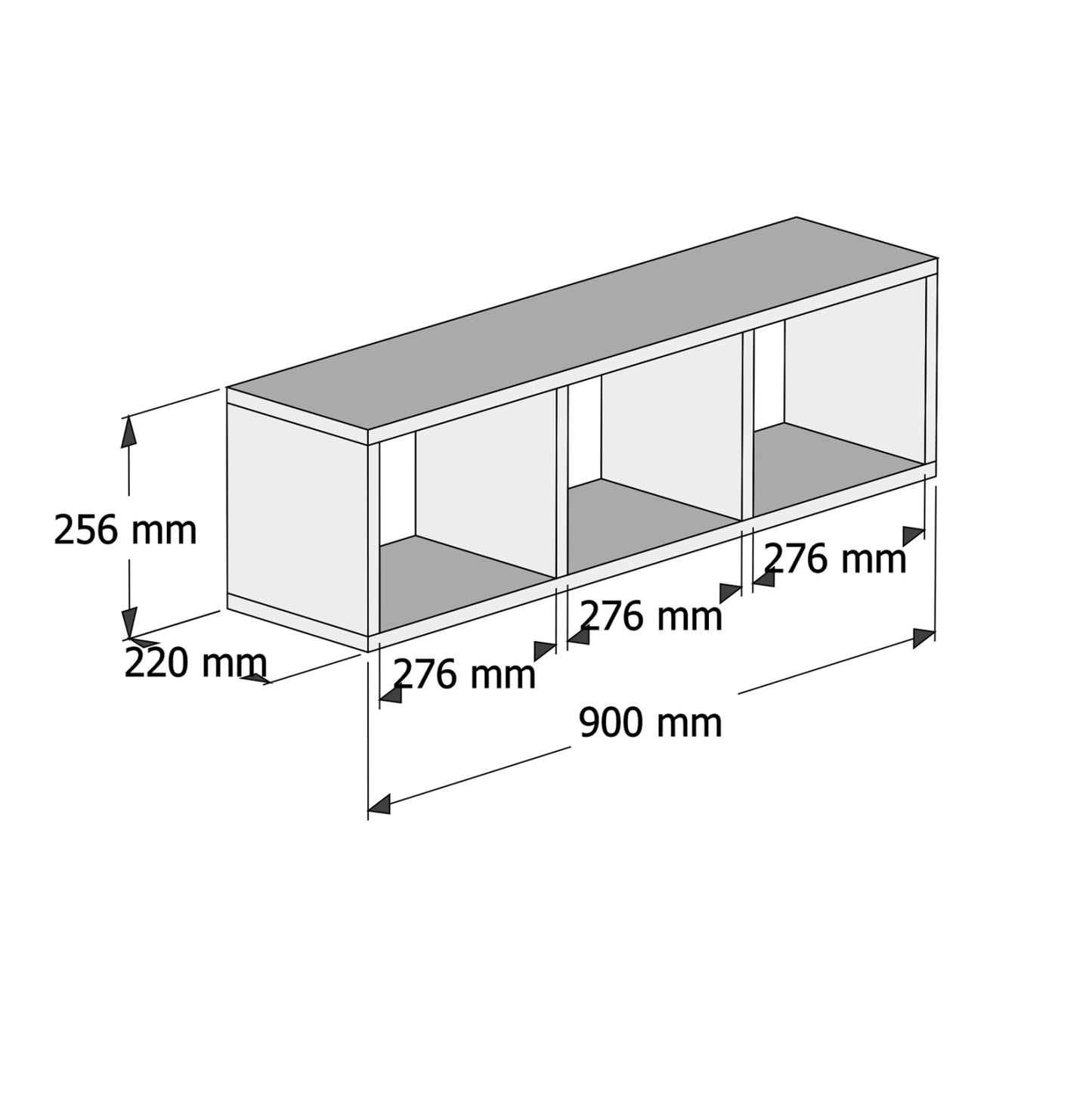 Wall Shelf Melamine Grey & White 90x22x25,6hcm.hm9228.13