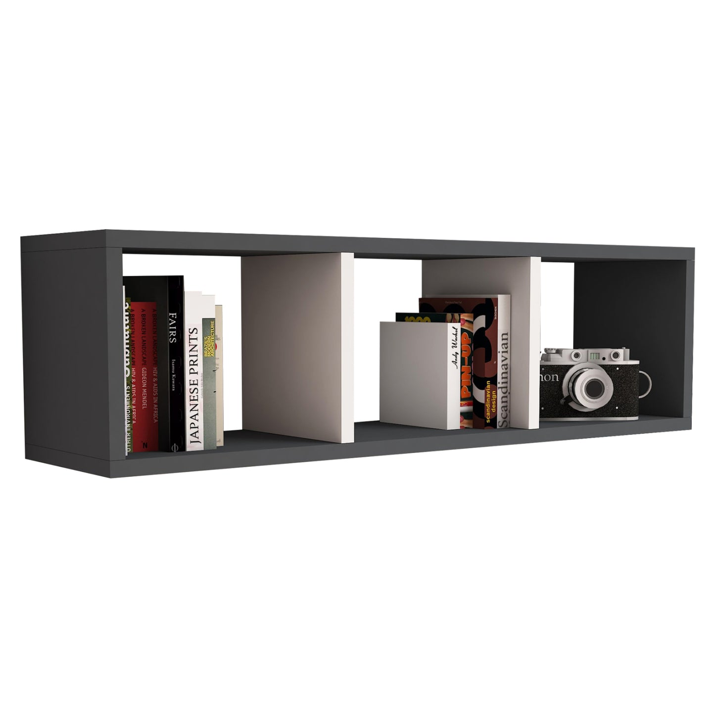 Wall Shelf Melamine Grey & White 90x22x25,6hcm.hm9228.13