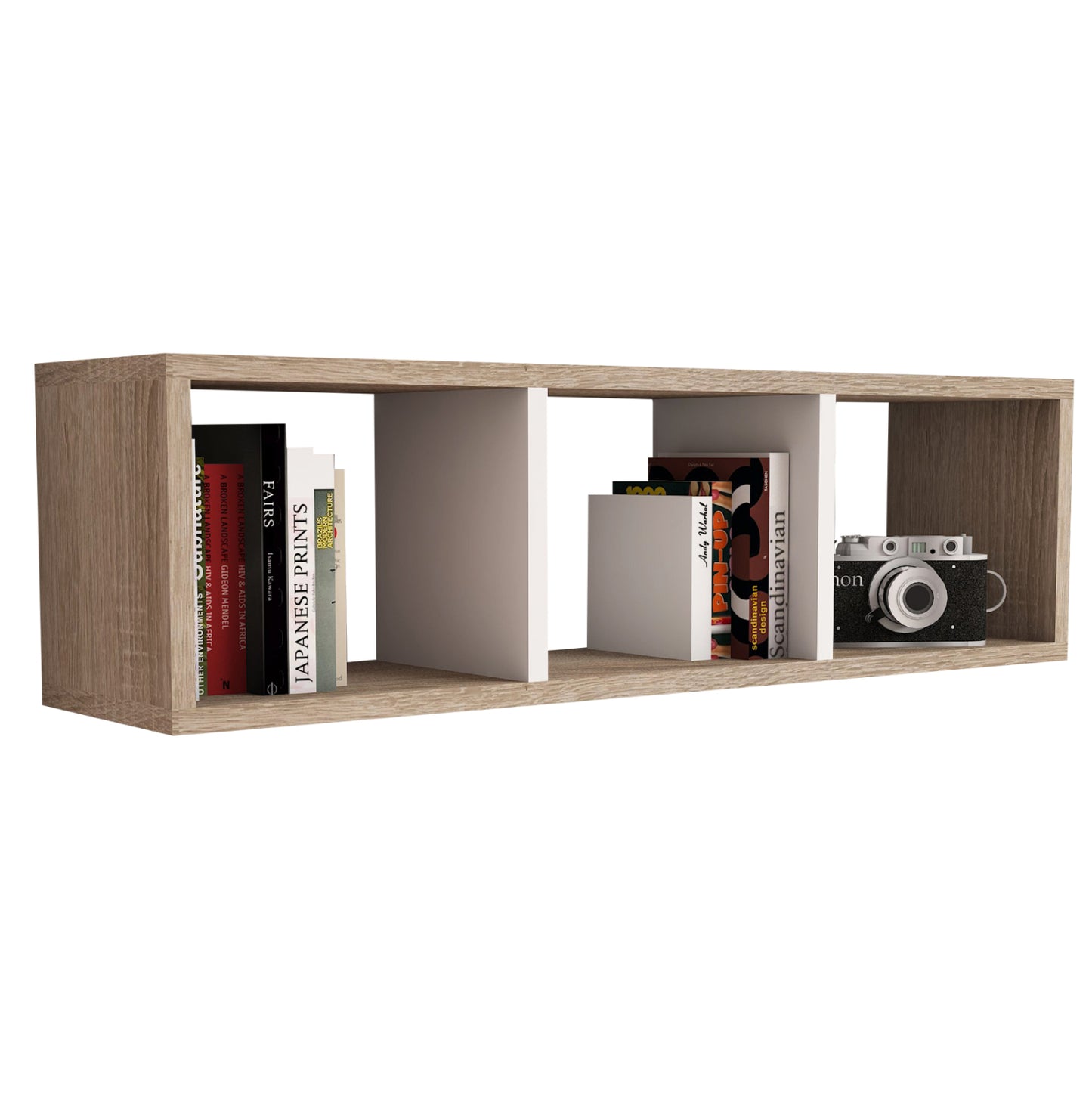 Wall Shelf Melamine Sonoma & White 90x22x25,6hcm.hm9228.12