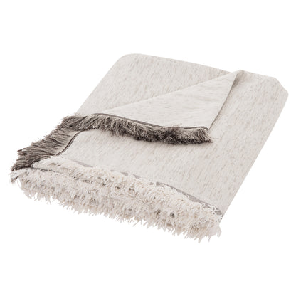 Sofa Cover-throw With Fringes Dreamtopia Hm12161.01 In Ecru Color 245x170cm.