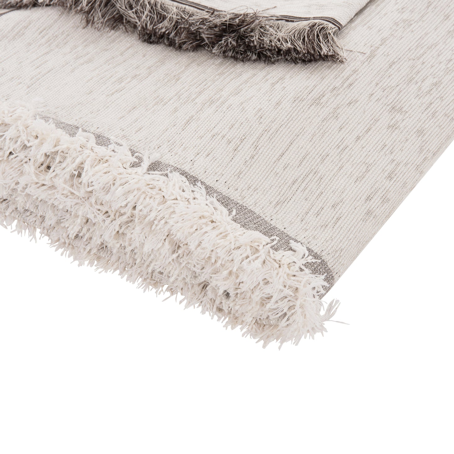 Sofa Cover-throw With Fringes Dreamtopia Hm12161.01 In Ecru Color 245x170cm.
