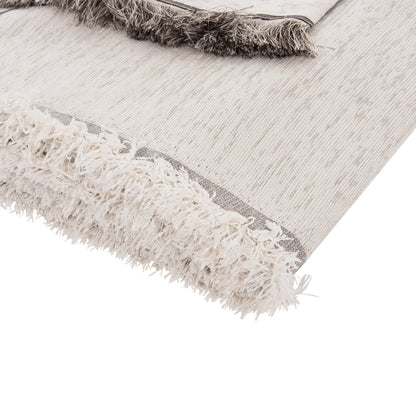Sofa Cover-throw With Fringes Dreamtopia Hm12161.01 In Ecru Color 245x170cm.