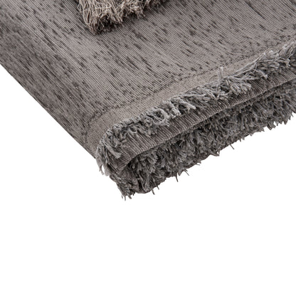 Sofa Cover-throw With Fringes Dreamtopia Hm12161.07 In Grey Color 245x170cm.